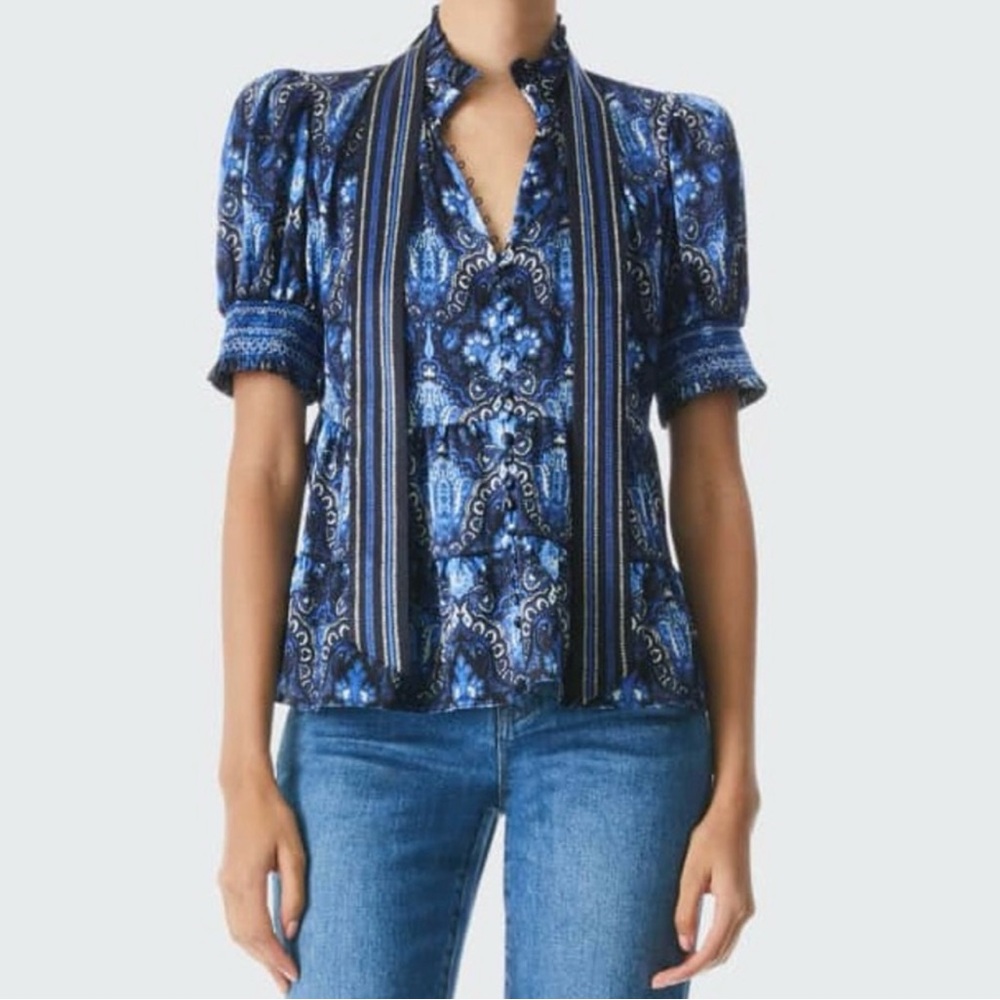 ALICE + OLIVIA Vicky Paisley Blouse (Tie Excluded)